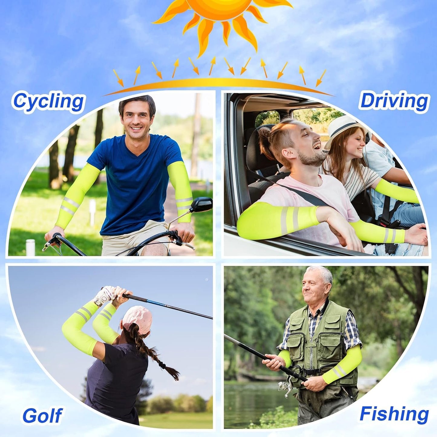 SATINIOR 6 Pairs UV Sun Protection Arm Sleeves Cooling Compression Arm Sleeves for Women Men Golf Outdoor Sports