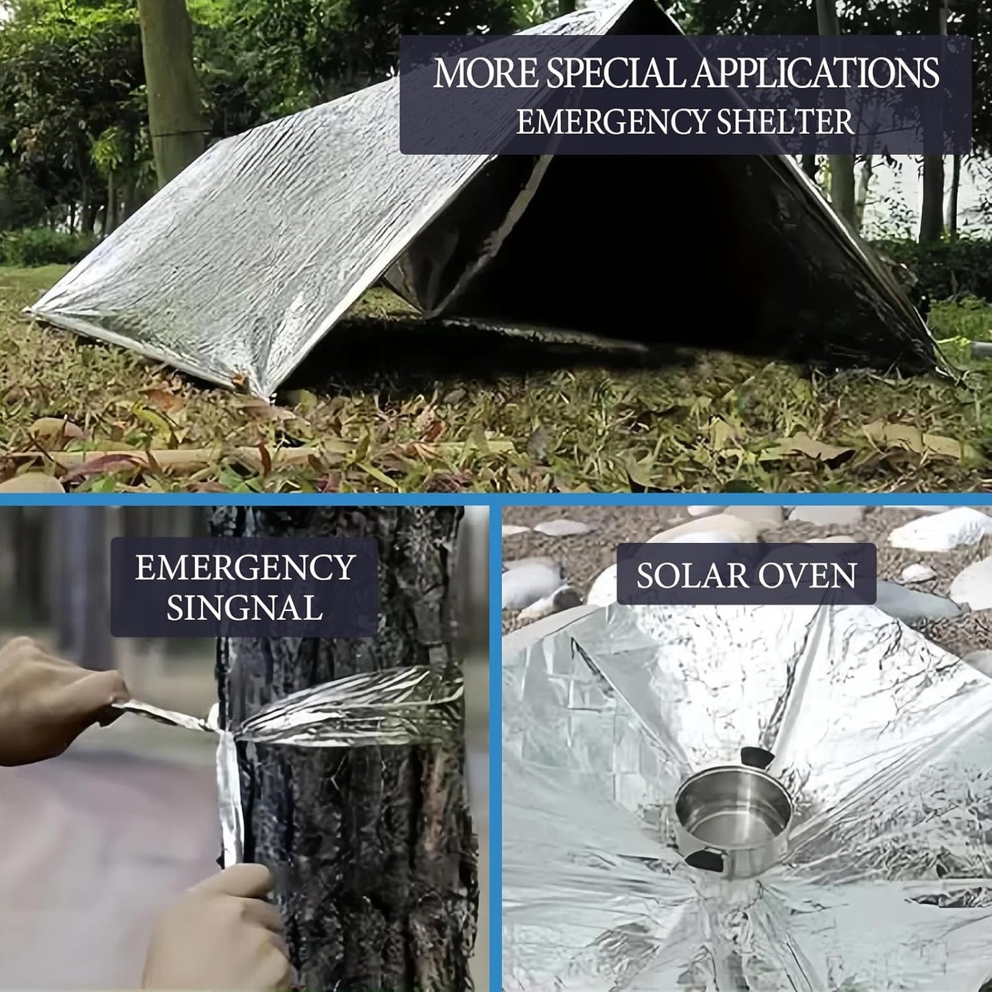 Rescue Blankets, Emergency Blanket, Emergency Thermal Blankets, Survival ReflectiveThermal First Aid Foil Blanket for Camping and Emergency Ideal for Outdoors, Survival, Hiking, First Aid (6)