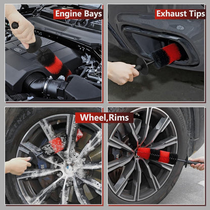 Wheel Rim Brush, Soft Bristle Long Car Tire Detailing Washing Tool for Exhaust Tips Engine, Vehicle Motorcycles Auto Truck SUV RV, No Scratches