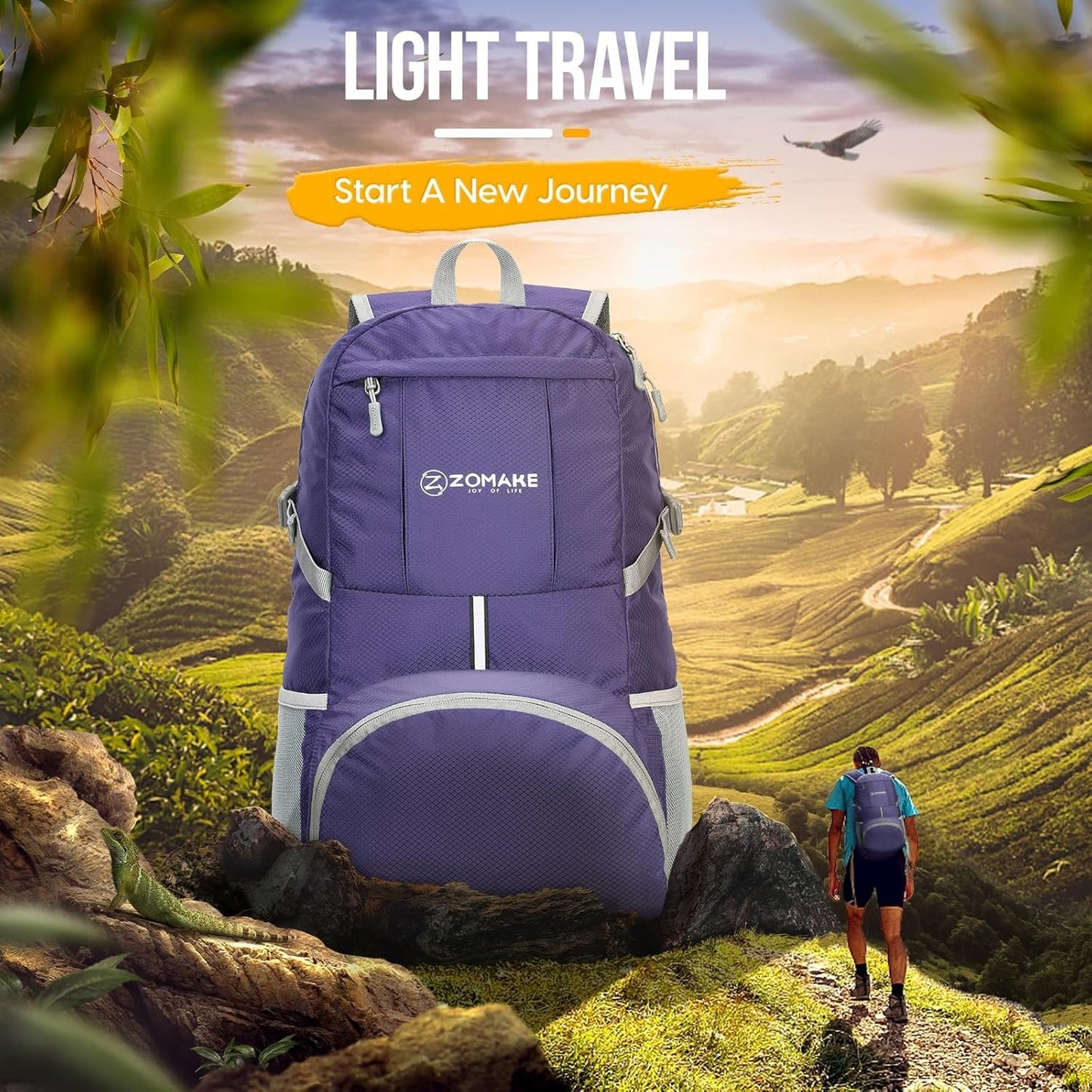 ZOMAKE Packable Hiking Backpack 35L, Water Resistant Lightweight Foldable Backpacks Daypack for Outdoor Hiking Women Men
