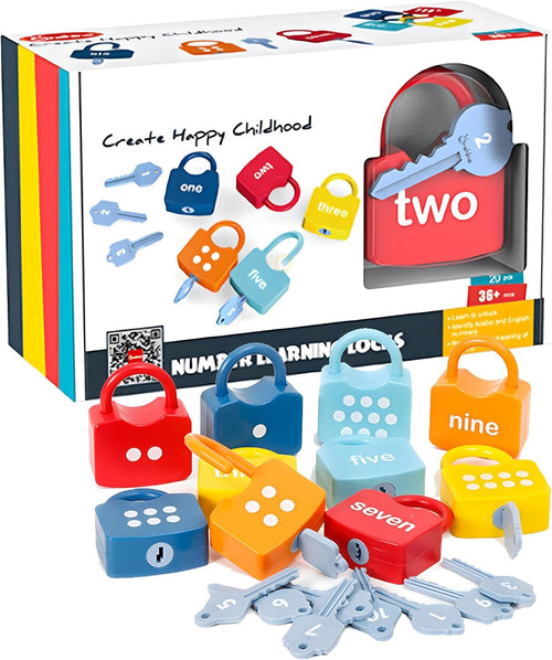Misitti 20PCS Kids Learning Locks with Keys Numbers Matching & Counting Montessori Educational Toys for Ages 3 yrs+Math Manipulatives for Preschool Kindergarten Learning & Education