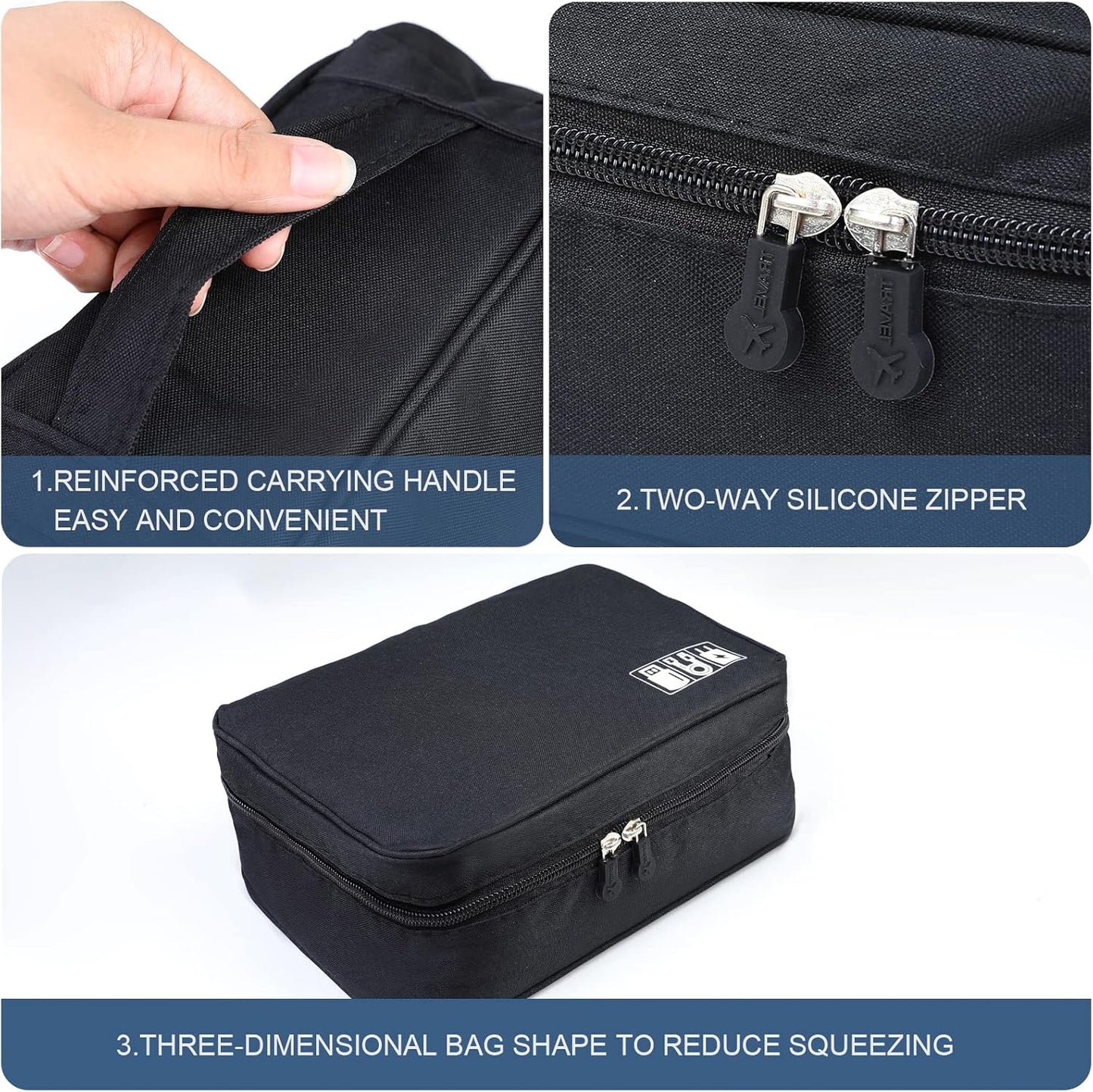 AiQInu Cable Organizer Travel Bag Organizer Cable Organizer Water Resistant Portable Cable Organizer for Charger, USB Stick, Headset, Power Bank, Hard Disk, SD Card