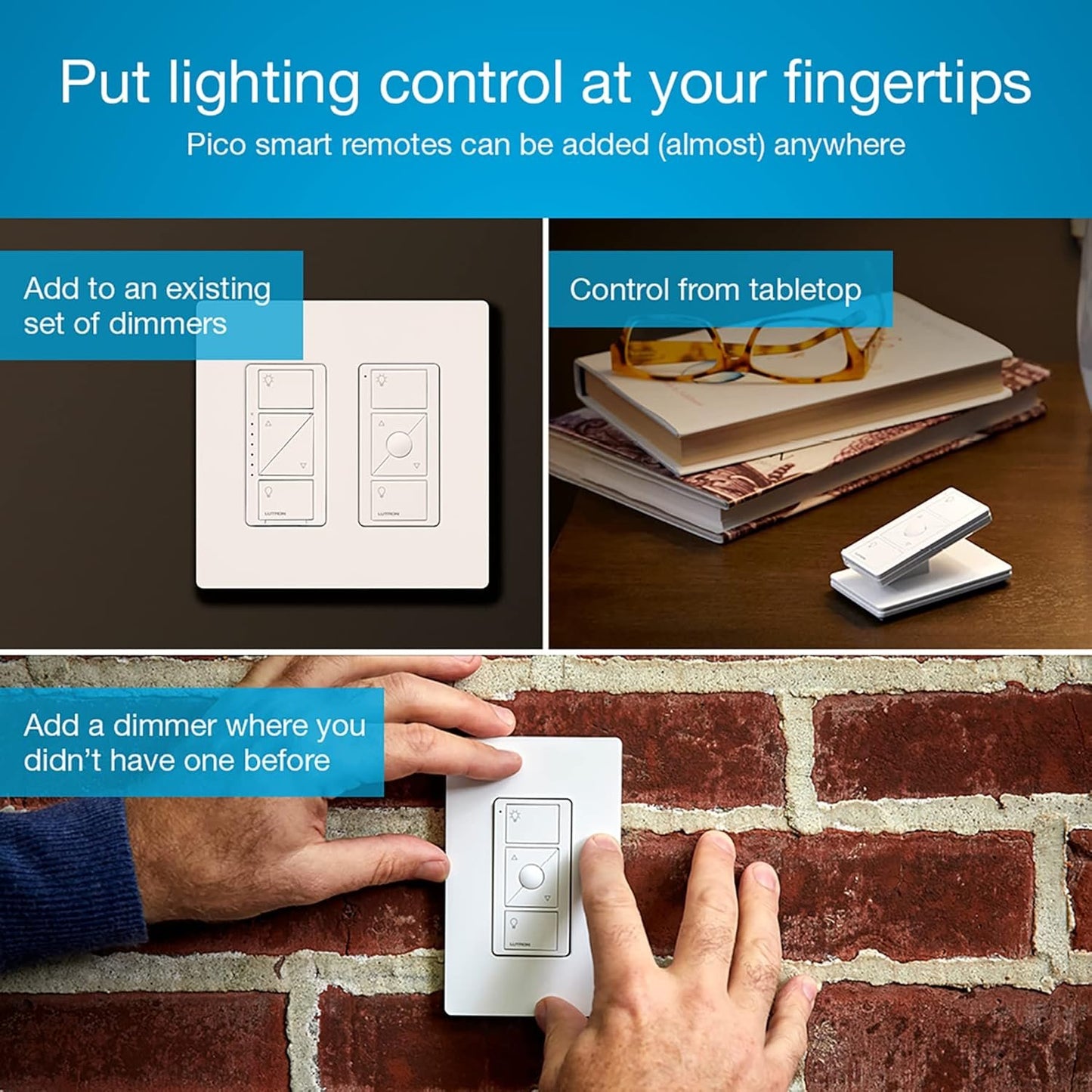 Lutron Caseta Smart Lighting Kit w/ Hub, 2 Lamp Dimmers, 2 Pico Remotes & More for 100W Lamp Light Bulbs, Works w/ Alexa, Apple Homekit, Google Home, P-BDG-PKG2P