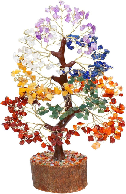 Crystal Tree of Life – 7 Chakra Tree with Healing Crystals & Stones Birthday Gifts for Women, Mom, Sister Birthday Gifts, House Warming Present Office Home & Bedroom Decor, Shelf Decor, Self Care