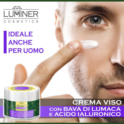 Snail Slime Face Cream 150 ml, Anti-Wrinkle Moisturizing Face Cream with 70% Snail Slime and Pure Hyaluronic Acid, Natural Formula with Anti-Stain and Anti-Aging Action with Vitamin C LUMINER