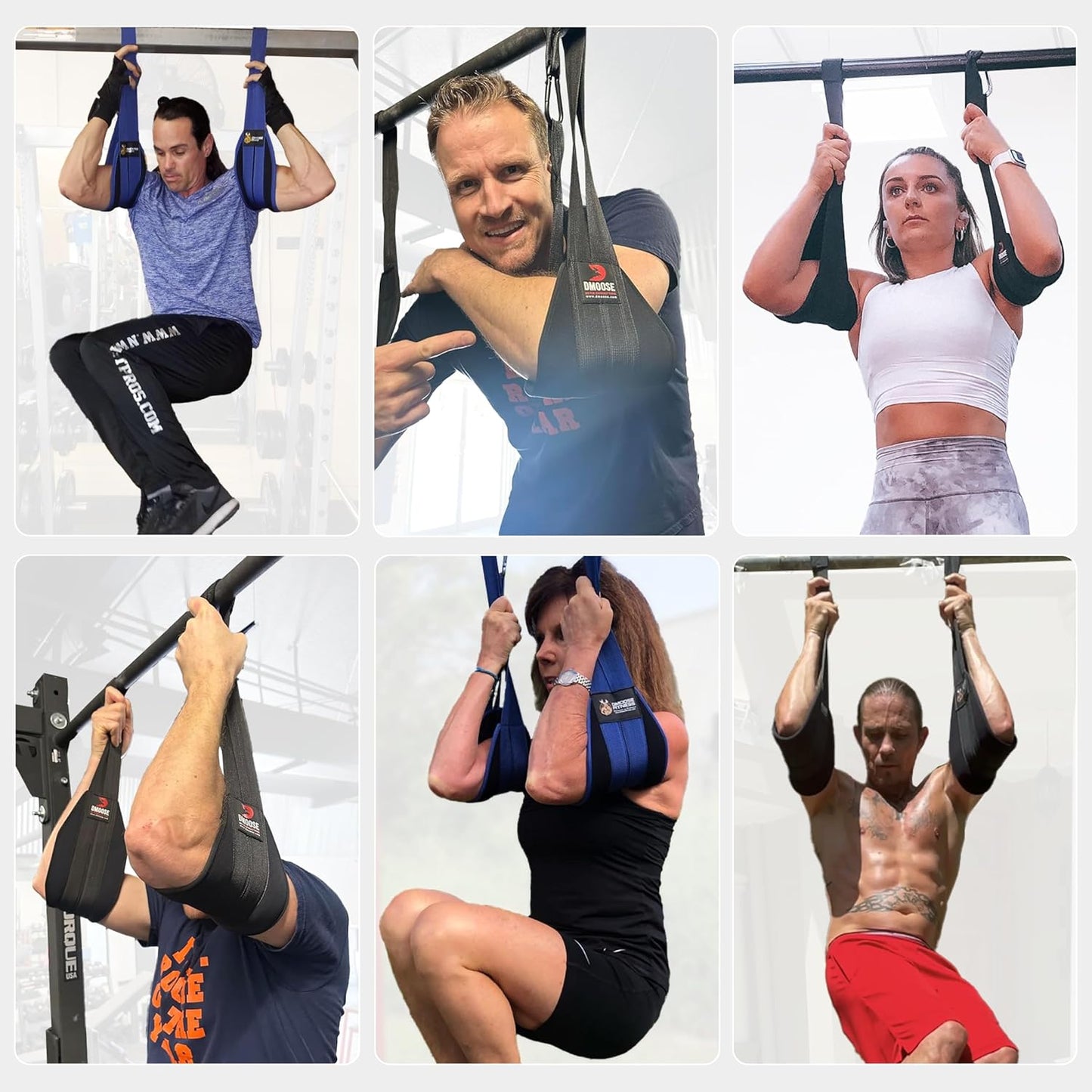DMoose Fitness Hanging Ab Straps for Pull Up Bar & Core Strength Training - Thick Padded Arm Strap for Ab Swing with 2 Rust-Resistant Carabiners - Pull Up Straps for Ab Workouts at Home and Gym