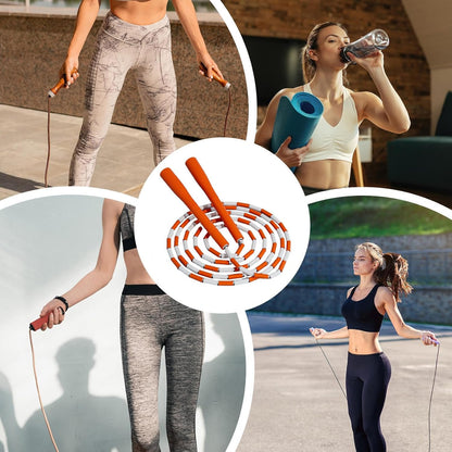 Beaded Jump Rope, Adjustable Fitness, 280 cm/110.24 Inches Adult Training Gear, Cardio Exercise Tool, Durable Workout Accessory, for Gym School Playground Park, Indoor Outdoor Use
