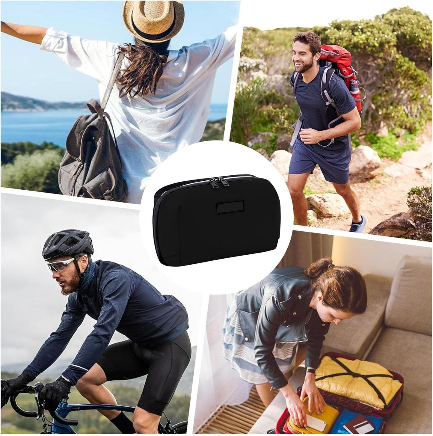 Cable Storage Bag | Charger Organizer Travel Case | Shock Absorbing Lined Zippered Tech Bag for Business Trips, Work, Airplanes, Portable, black, 説明を参照してください, See Description