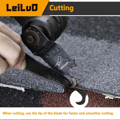 LEILUO 4 Pcs Oscillating Multi Tool Hook Knife Blade for Carpet Roof Shingles Soft Materials Universal Oscillating Tool Accessory with Storage Bag Compatible with DeWalt Dremel Milwaukee and More