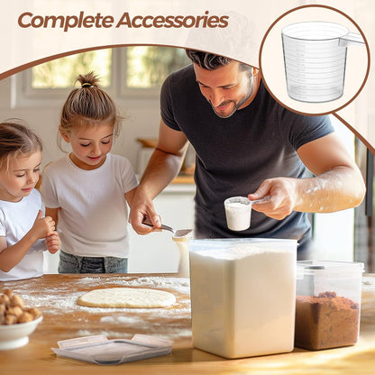 ComSaf Flour Cereal Storage Containers Set of 3 (5.2L/166oz) (2.5L/78oz*2), Large Airtight Food Storage Containers with Lids, Plastic Canisters Sets for Kitchen, Pantry Organizers for Rice and Baking
