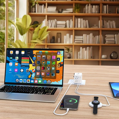 Hichain Universal Travel Socket 70W PD Fast Charging Travel Adapter 2 USB-A Ports 2 USB-C Ports International Travel Plug All-in-one Wall Adapter for USA EU UK AUS