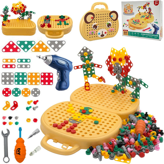PICKONA 204 Pieces Montessori Toys - Montessori Toy Box with Drill, Magic Montessori Tool Box, Magic Montessori Play Toolbo Toy Box, Kids Toy