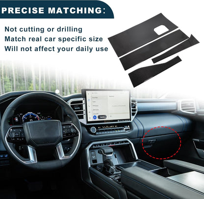 TUCKBOLD Passenger Side Glove Box Panel Sticker Cover for Toyota Tundra Sequoia 2022-2024 Interior Trim Decal Decoration Accessories Carbon Fiber Black 1Set