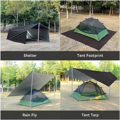 Lightweight Camping Shelter Tarp, Waterproof Outdoor Cover for Tent Ground Sheet, Hiking Travel Survival Gear for Climbing, Picnic, Backpacking Adventures, Black, 1 Set