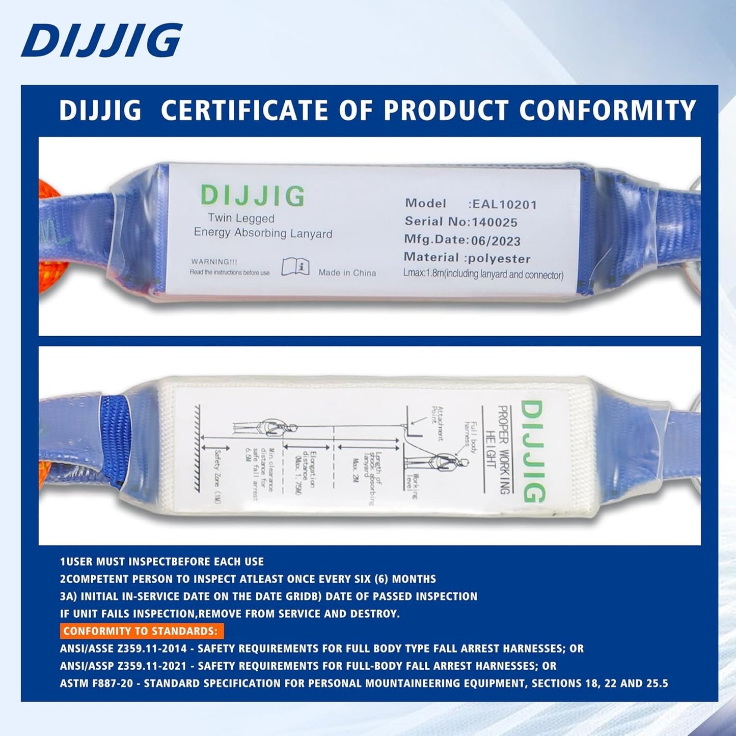 DIJJIG safety harness fall protection harness roofing harness construction harness construction harnessANSI/ASSP Compliant