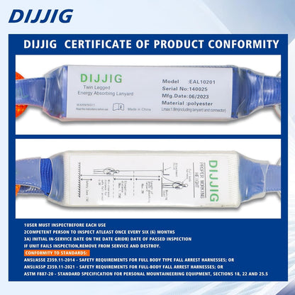 DIJJIG safety harness fall protection harness roofing harness construction harness construction harnessANSI/ASSP Compliant