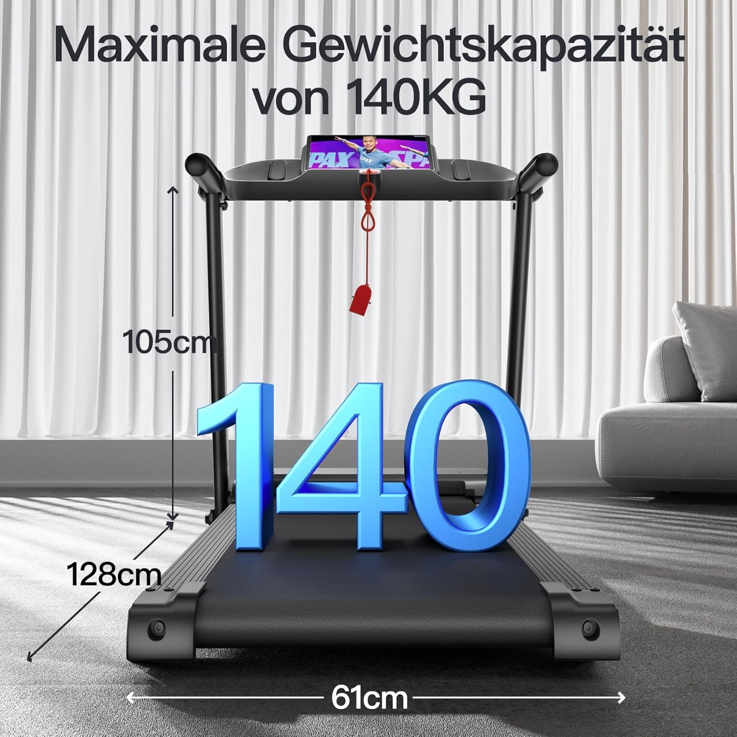 Umay - Folding Electric Treadmill 14km/h, 3.0HP/2200W with Heart Rate Monitor, APP and Speaker, Silent Walking Mat with 12 Programs, Max Load 136kg