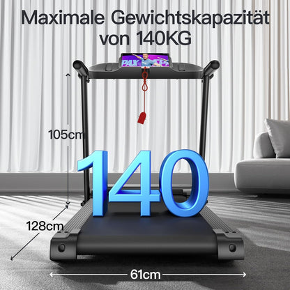 Umay - Folding Electric Treadmill 14km/h, 3.0HP/2200W with Heart Rate Monitor, APP and Speaker, Silent Walking Mat with 12 Programs, Max Load 136kg