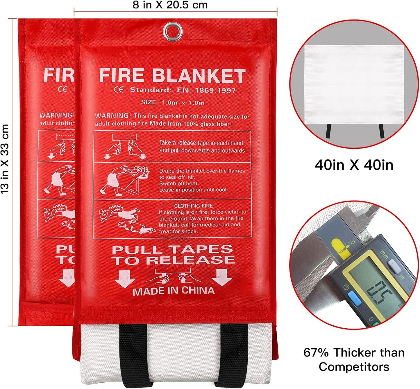 Emergency Fire Blanket for Home and Kitchen - 3.3ft x 3.3ft Fire Extinguishers for The House Prepared Fire Blankets Emergency for Home Hero Fireproof Fire Retardant Blankets Grease Spray Smother