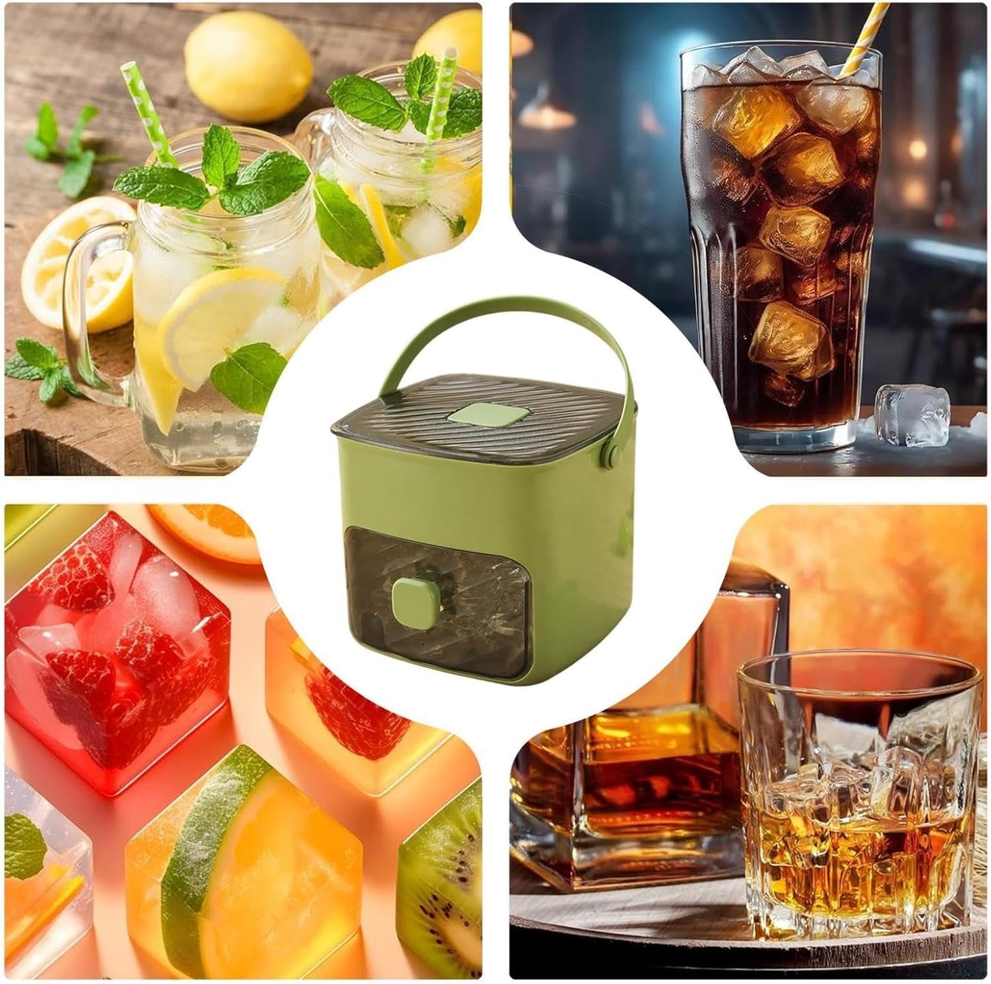 Cubi di ghiaccio vassoio con coperchio, vassoio cubi di ghiaccio | Secchio per ghiaccio a doppio strato di grande capacità - Utensili da cucina multifunzionale e gadget, refrigeratori da