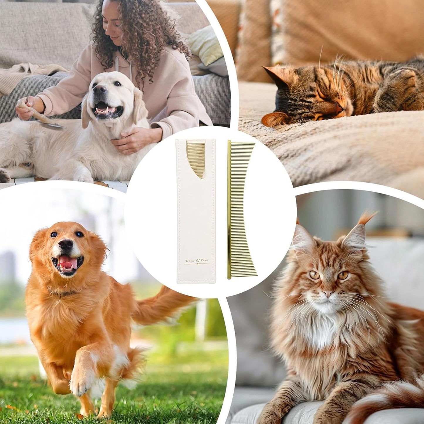 Flea Comb, Professional Grooming Brush, Pet Tool, Tear Stain Remover, Sensitive Skin Hair Care Comb, for Puppy, Kitten, Routine, Brushing, Groomings, Hygiene, Daily Use