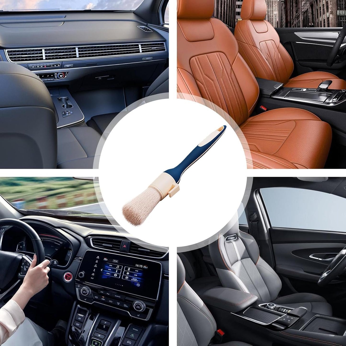 Car Cleaning Brush, Multi-purpose Auto Clean Brush, 360 Degree Rotating, 8.6x1.4x1.4 inches Non-Scratch, Vehicle Detailing Supplies Ideal for Upholstery Vent Care Maintenance