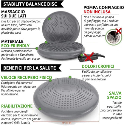 Balance Cushion - Improve Stability and Balance, Inflatable PVC Anti-Burst | Home Fitness Yoga Pilates Rehabilitation