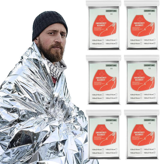 6 Pack Camping Emergency Blankets, 210 * 160cm Mylar Thermal Blanket, Portable First Aid Foil Blanket for for Outdoor, Camping, Hiking, Travel