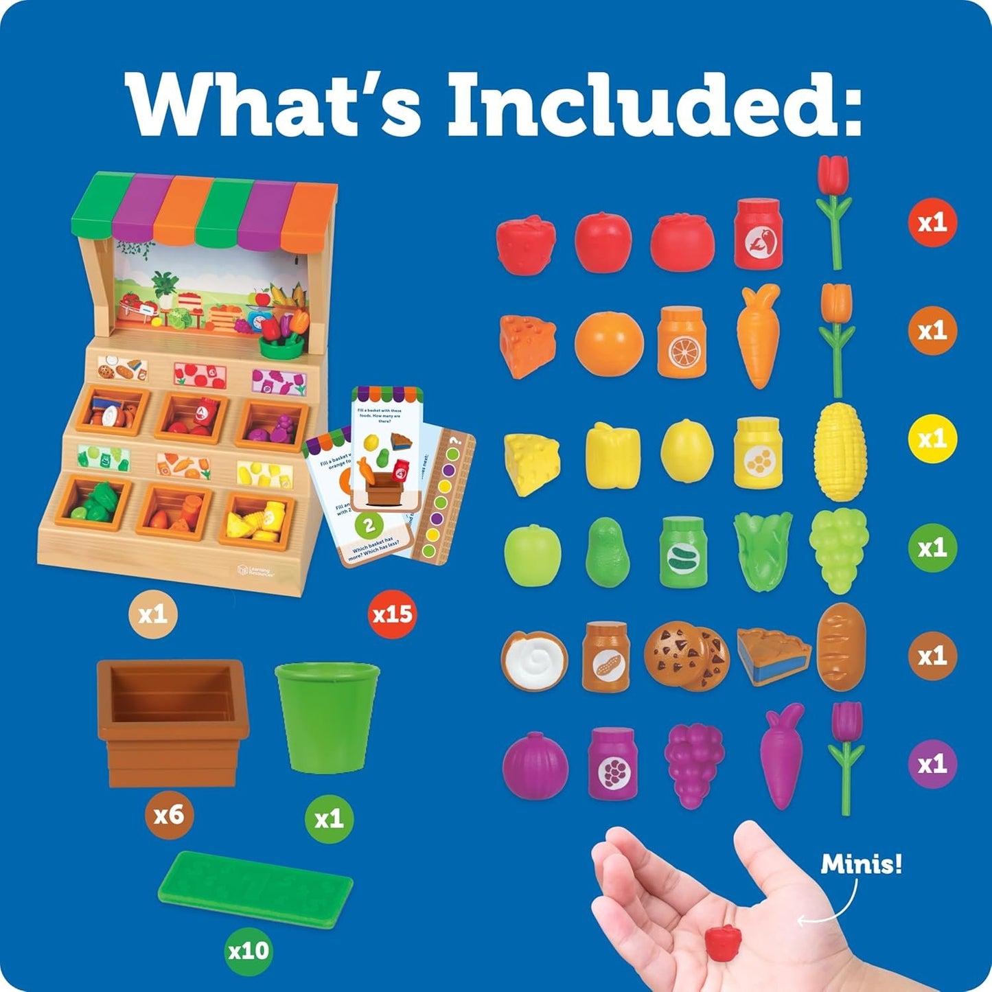 Learning Resources Mini Farmstand Sorting Set, Play Food Sets for Kids Kitchen, Grocery Store Pretend Play, Montessori Toys, Mini Food, Toddler Activities, Fine Motor Skills