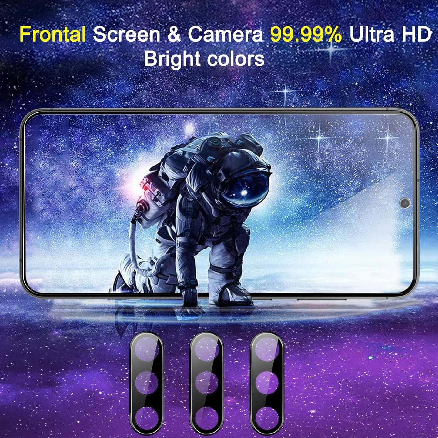 Ferilinso Full Coverage 3 Pack Privacy Screen Protector for Samsung Galaxy S25 [Phone Case fit], 3 Tempered Glass Camera Lens Accessories for Samsung S25