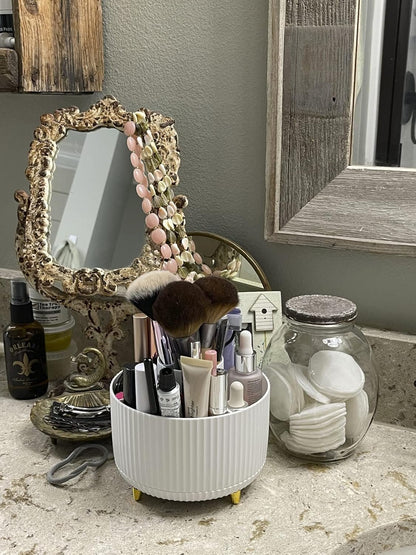 funest Makeup Brush Holder Organizer,360° Rotating Pencil Pen Holder Cup,Desk Accessories,5 Slot Make up Brushes Cup,for Storage Stand for Cosmetics Painting Pen Eyeliner or on The Vanity