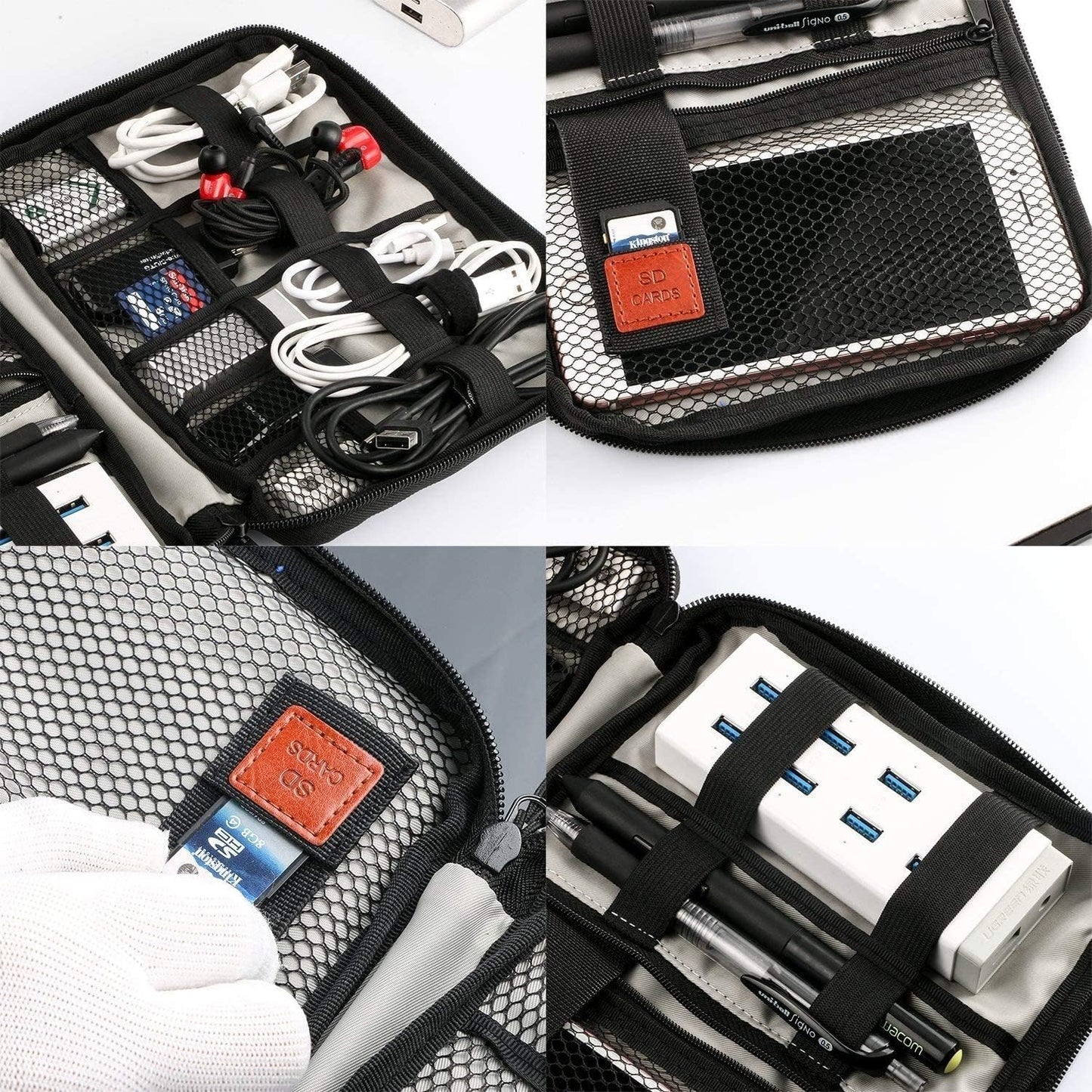 Jamber - Universal Storage Bag for Electronic Accessories and Cables with 5 Cable Ties New Black New Black