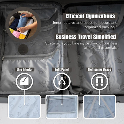 TRACK TRAVEL 4 Piece Luggage Set ABS+PC Expandable Hardshell TSA Lock Aluminum Trolley Spinner Wheels (Dark Grey, 4 Piece Set)