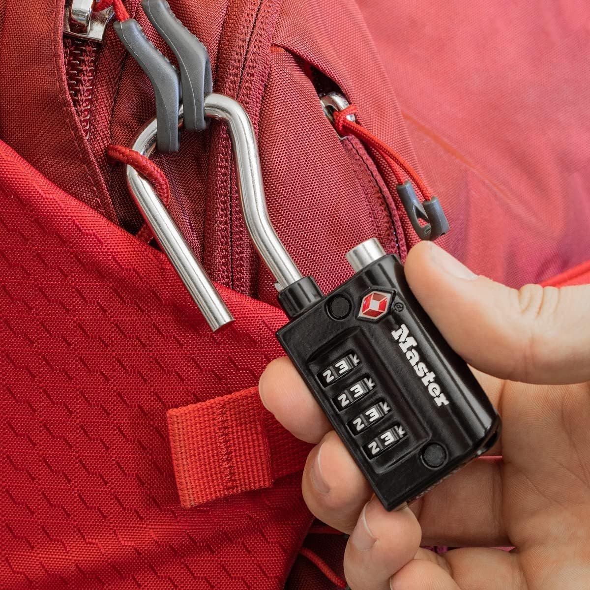 Master Lock Padlock, Set Your Own Combination TSA Accepted Luggage Lock, 1-5/16 in. Wide, 4696D, Black