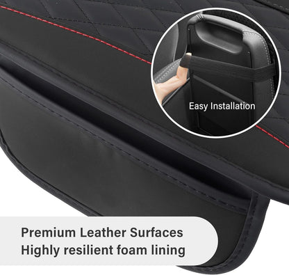 Upgraded Car Armrest Cover, Microfibre Leather Car Armrest Cover with 2 Storage Pockets, Car Arm Rest Cover for Car Accessories Interior for Vehicles (Black)