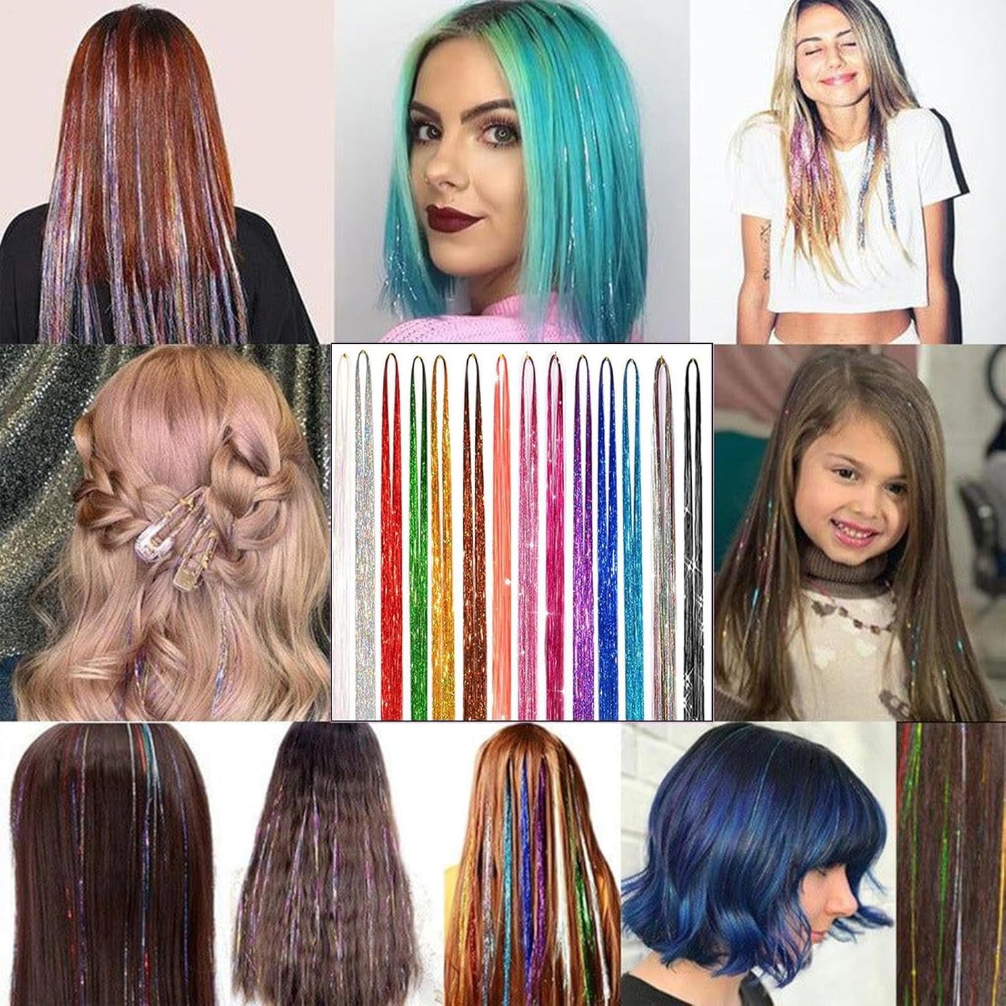 Kit Con Fili Luminosi Per Capelli Ragazze - Set Capelli Fatati Con Filo Luccicante | Accessori Glitter Termoresistenti Per Cosplay Completi Di Attrezzi Per Natale Capodanno Matrimoni Feste A Tema Comp