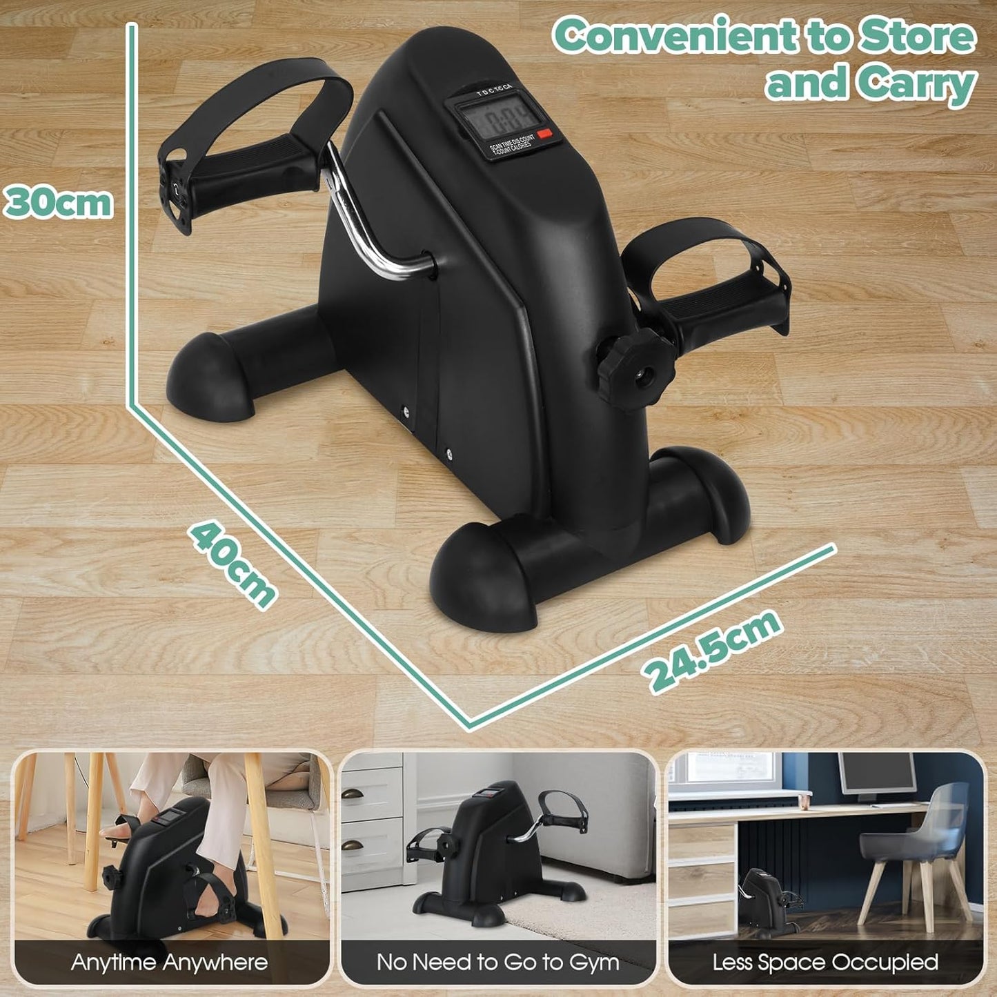 Ouroad Mini Exercise Bike,Portable Pedal Exerciser,Upgraded Exercise Pedal,Arm & Leg Pedal Machine with LED Display Resistance Adjustable