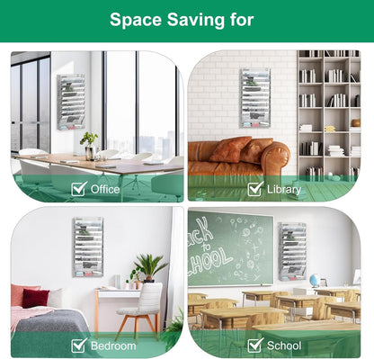 Solinxe 10 Tier Document Organizer, Paper Floder, Magazine Holder, Metal File Organizer for Home Organization, Office Supplies, Silver