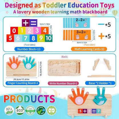 FCSONU Preschool Learning Educational Toys for Toddlers 3-4, Math Manipulatives Finger Counting Number Counting Blocks for Kids Ages 3-5, Montessori Toys for 3 4 5 Year Old Boys Girls Birthday Gifts