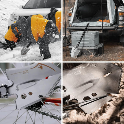 Zune Lotoo Survival Shovel Multitool, 18 in 1 Military Folding Camping Shovel, Foldable Shovel Tactical Spade for Hiking Backpack Car Entrenching Emergency Gear Camping Tools Survival Kits