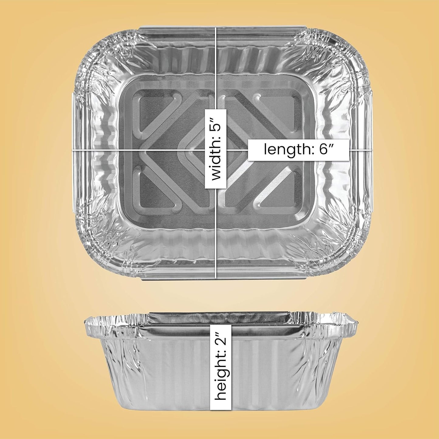 PLASTICPRO Disposable 1 LB Aluminum Takeout Tin Foil Baking Pans 5'' X 6'' X 2'' Inch Bakeware - Cookware Perfect for Baking Cakes,Brownies,Bread, Meatloaf, Lasagna, or Lunchbox, Pack of 20