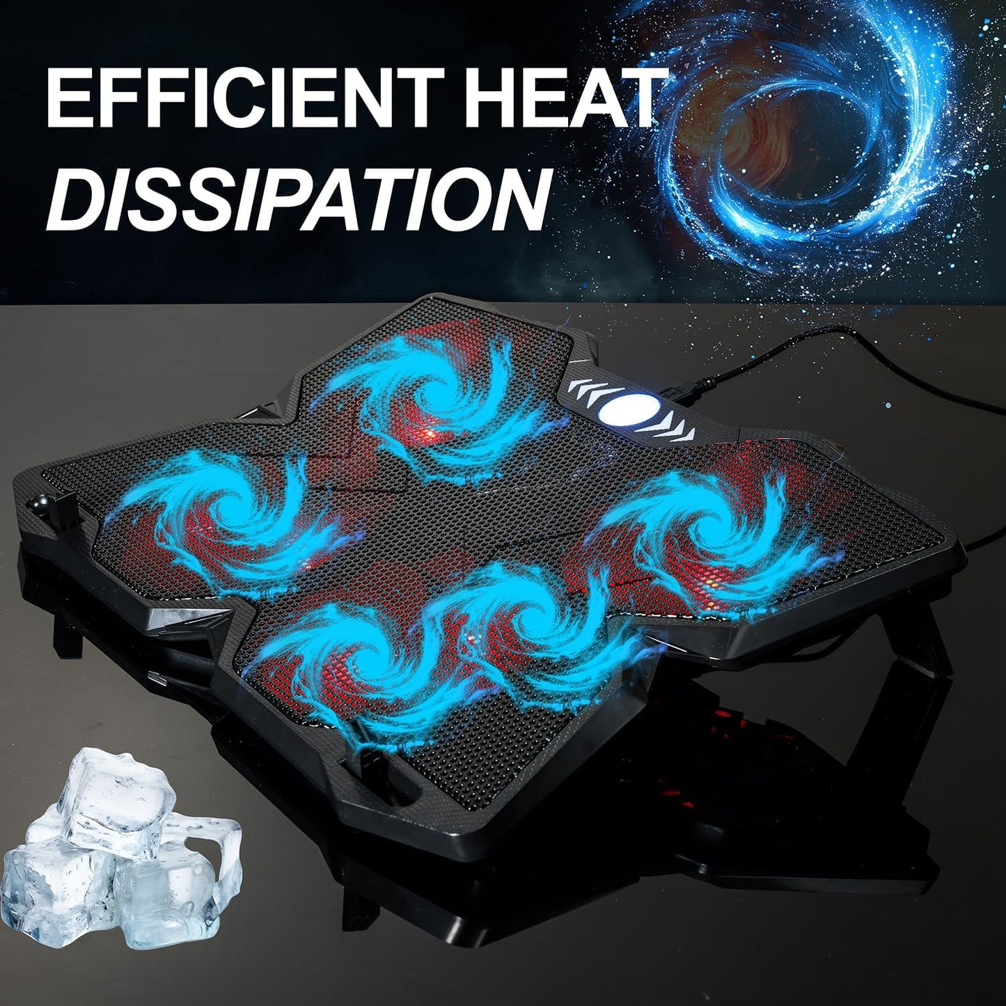 Laptop Cooling Pad - F4 Plus, Adjustable Height, 4 Quiet Fan, Red LED, Slim Lap Top Cooler, Fits 11"-17 inch Laptops, USB Powered Computer Chill Mat, Cooling Stand, Gaming Cooler