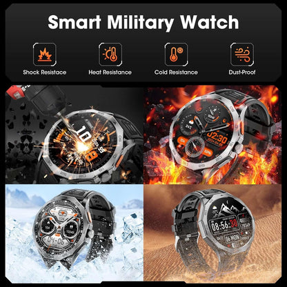 Military Smart Watch for Men 1.85" HD Ultra Screen Touch Screen 710mAh Battery Smart Watches for Android iOS ï¼ˆBluetooth Call Answer/Dial Callsï¼‰ Fitness Tracker with 100+ Sports