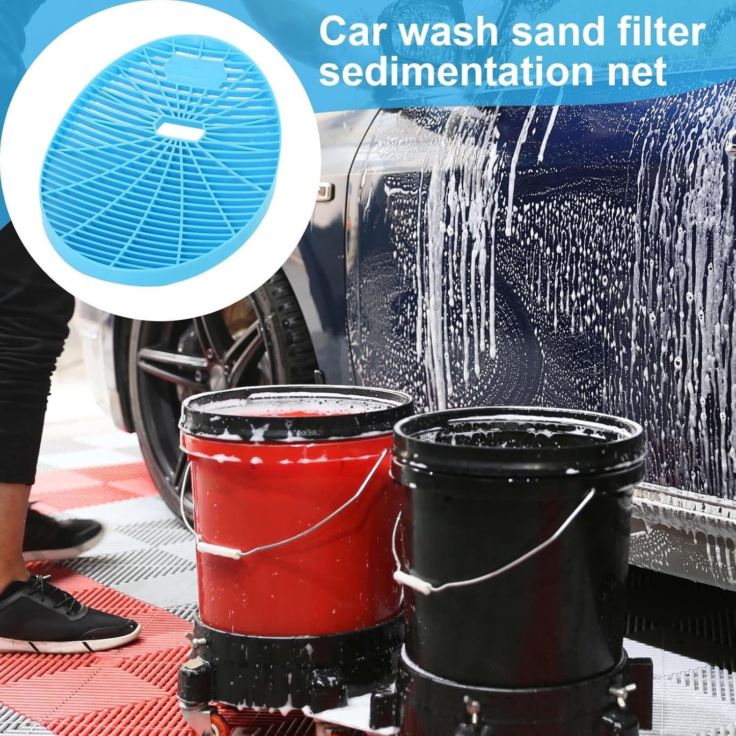 Car Wash Bucket, filtro netto inserto, 13,19 x 10,63 x 2,56 pollici Cleaner Washer Catcher, Separator for Automotive Washing Auto Detailing Vehicle Maintenance and Efficient Cleaning