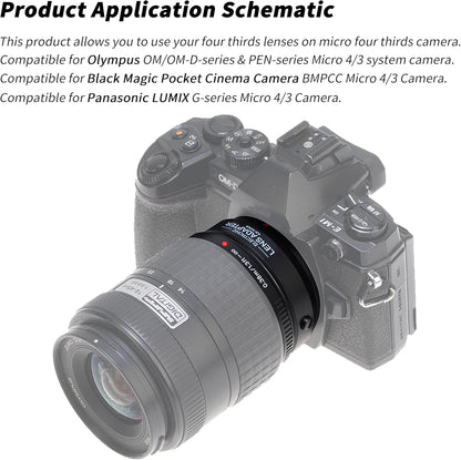 FOTGA AF Autofocus Adapter for Olympus and Panasonic Four Thirds 4/3 Lens to Micro Four Thirds (MFT, M4/3) Mount Camera, Compatible with GH4 GH5s GH6 E-PL5
