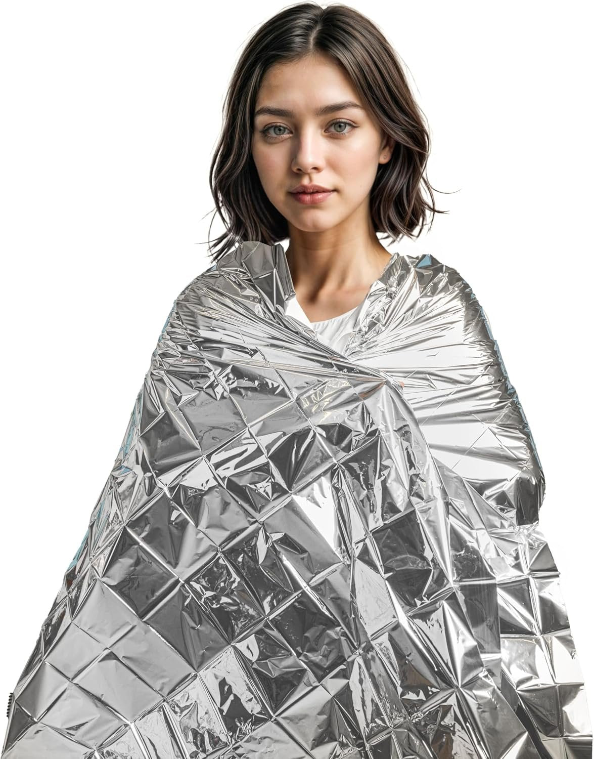 Medbec Emergency Foil Mylar Thermal Blanket, 52" Length x 84" Width, Silver (Pack of 12)