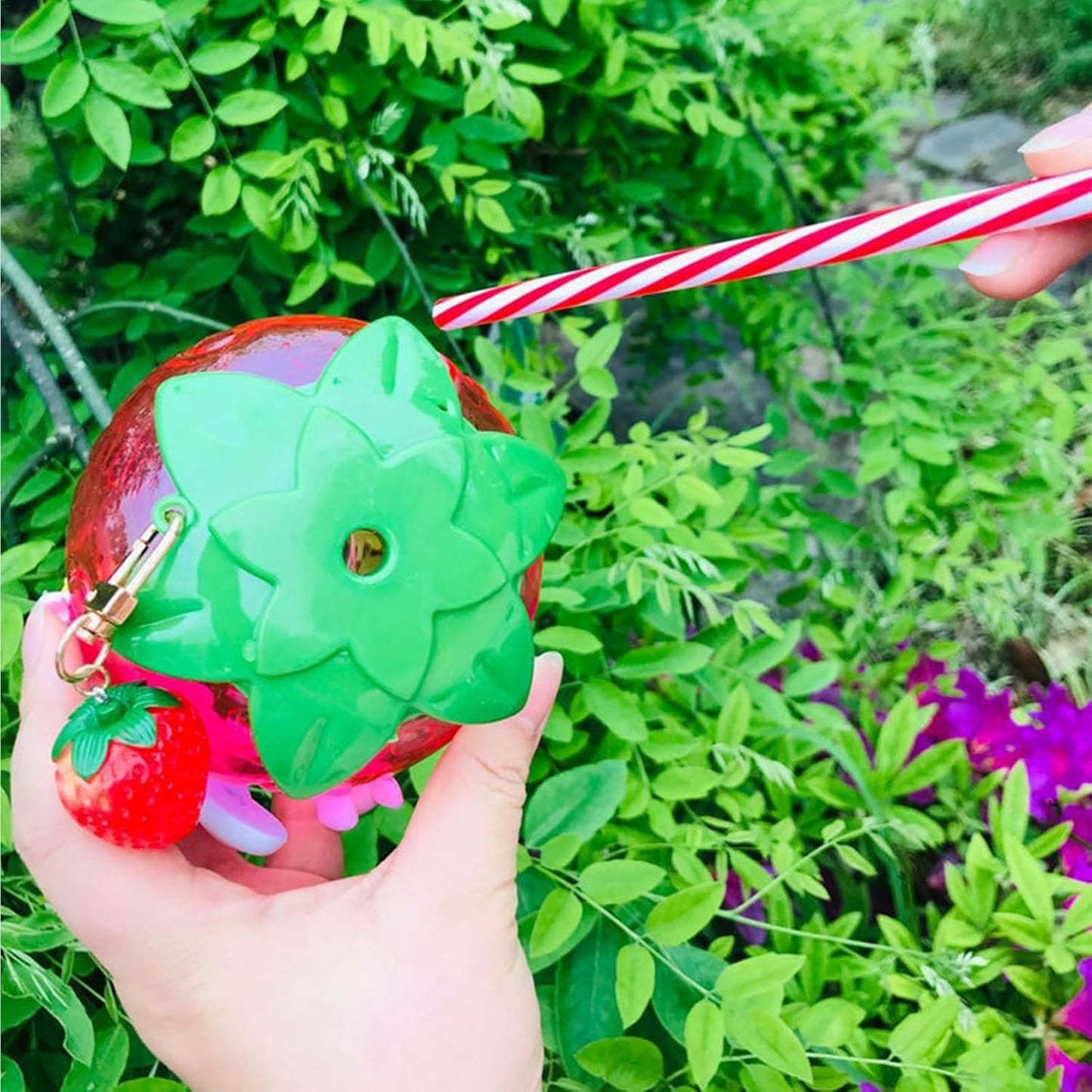 Strawberry Water Bottle | Strawberry Tumbler | Kawai Strawberry Shaped Water Bottle with Straw | Adorable and Fun Drinkware for Tea, Coffee, Juice - Strawberry Party Decoration