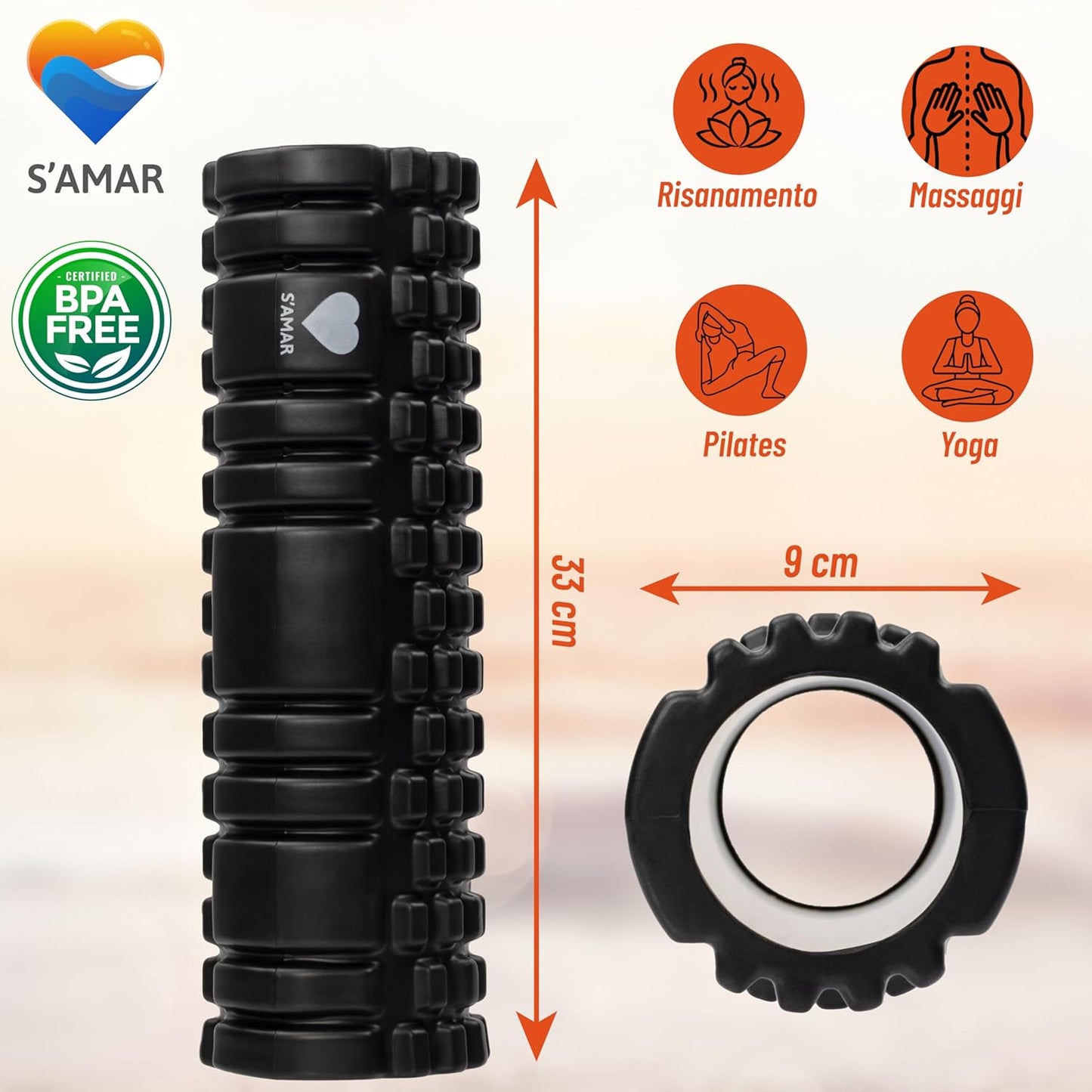 Muscle Massage Roller - Foam Roller Pilates High Density EVA - Muscle Training Roller
