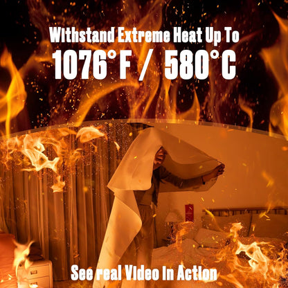Wamoma Human Size Fire Blanket - Extra Large Fire Proof Blanket for Home, RV, Grill, BBQ, Fireplace Emergency Fire Protection, Reusable High Heat Resistant Fiberglass Safety Sheet Waterproof