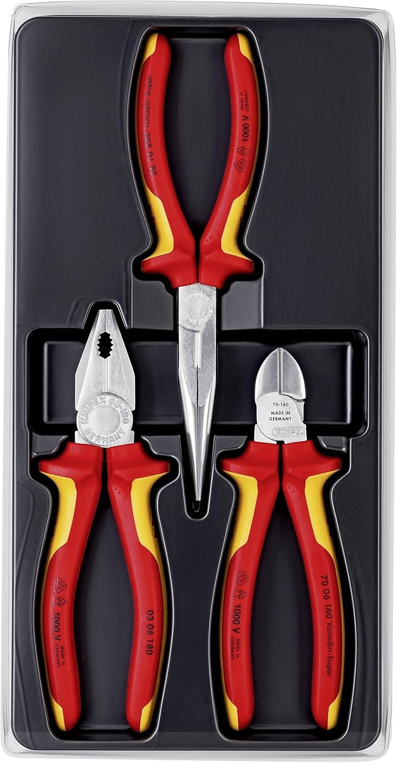 Knipex 1000V VDE Insulated Safety Pliers 3-Pieces Set